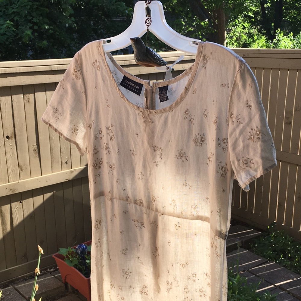 Liz Claiborne Lizsport Linen Floral Dress Size 4